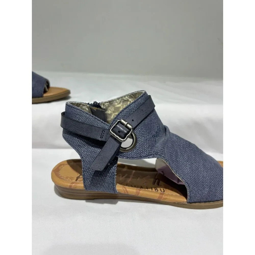 Blowfish blue canvas wedge sandals  Size 6.5
